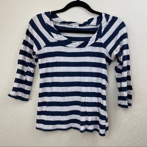 Splendid Tee Striped Scoop Neck 3/4 Sleeve T-Shirt
